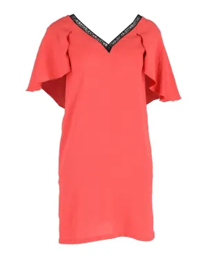Flutter-Sleeve Red Crepe Dress
