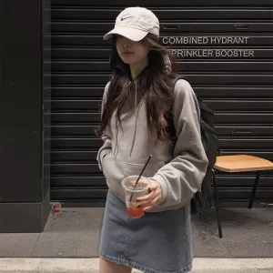 Flytonnshop fall outfits women Korean Style 2024 Spring and Autumn New Outdoor Commuter Popular Loose Hooded Top Loose Comfortable Cotton Sweater Women's Fashion