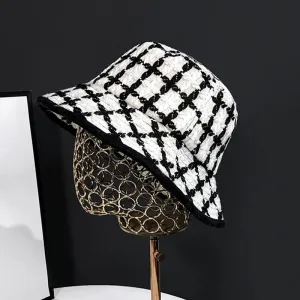 Foldable Plaid Pattern Outdoor Travel Bucket Hats