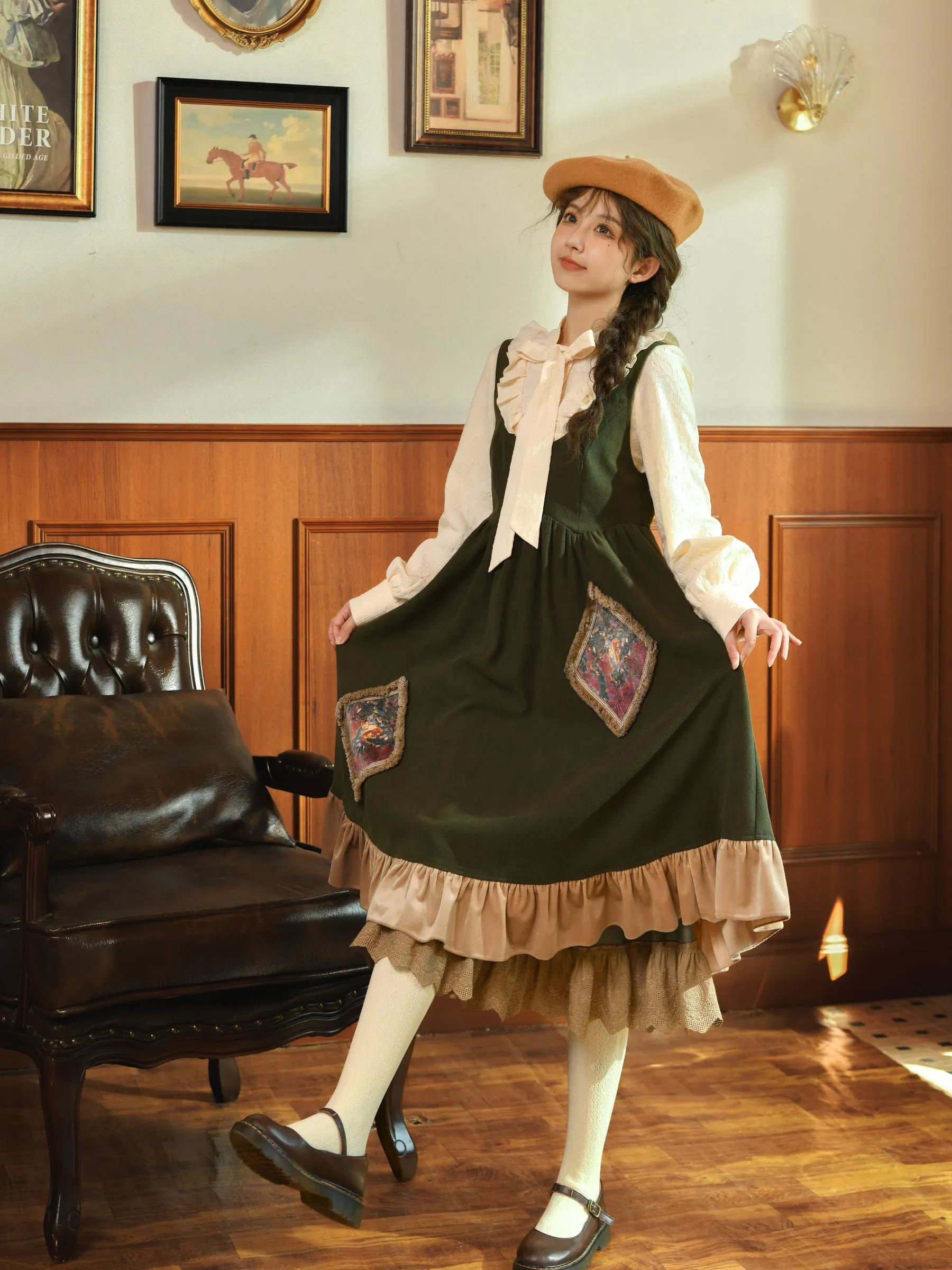 Forest Tale French Style Layered Strap Dress