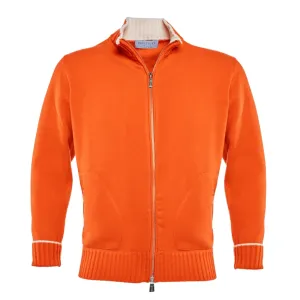 Full Zip Cashmere Cardigan Sweater in Orange