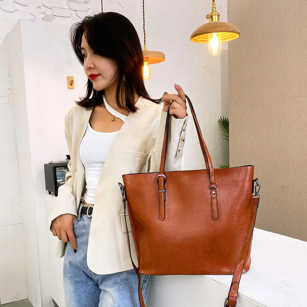 Funki Buys | Bags | Handbags | Women's Soft Leather Tote Bag