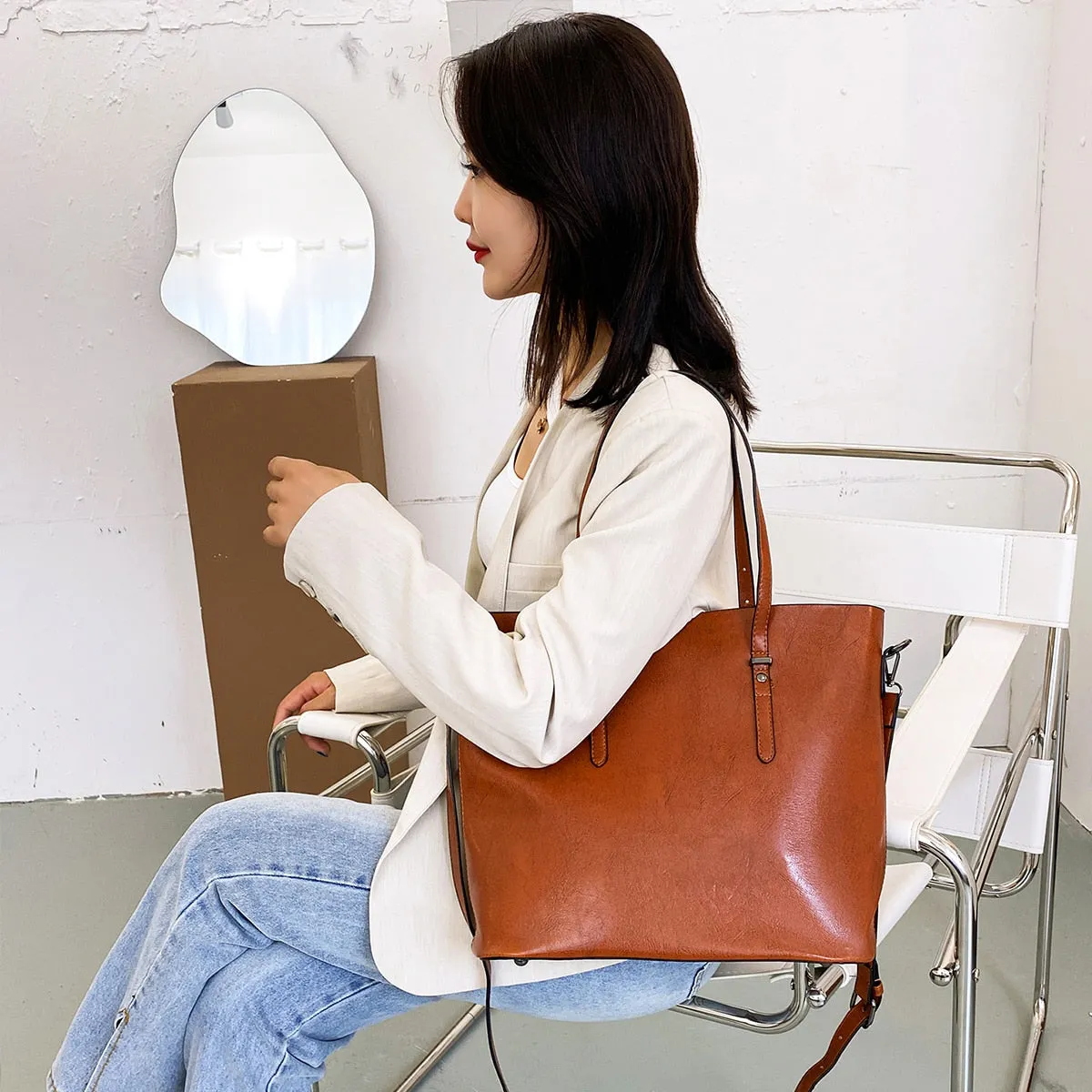 Funki Buys | Bags | Handbags | Women's Soft Leather Tote Bag