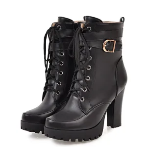 Funki Buys | Boots | Women's Block Heel Buckle Strap Ankle Boots