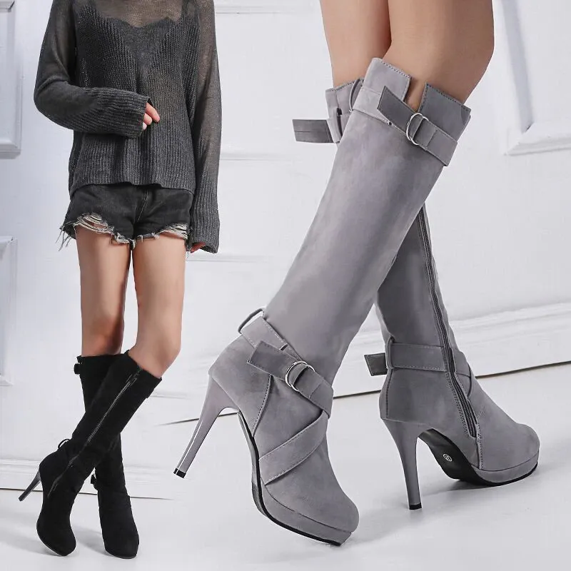 Funki Buys | Boots | Women's Long High Heel Faux Suede Boots