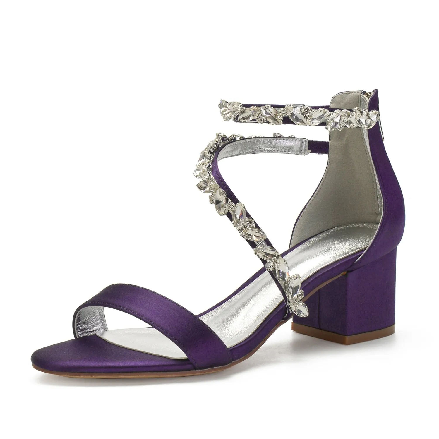 Funki Buys | Shoes | Women's Crystal Satin Low Prom Sandals