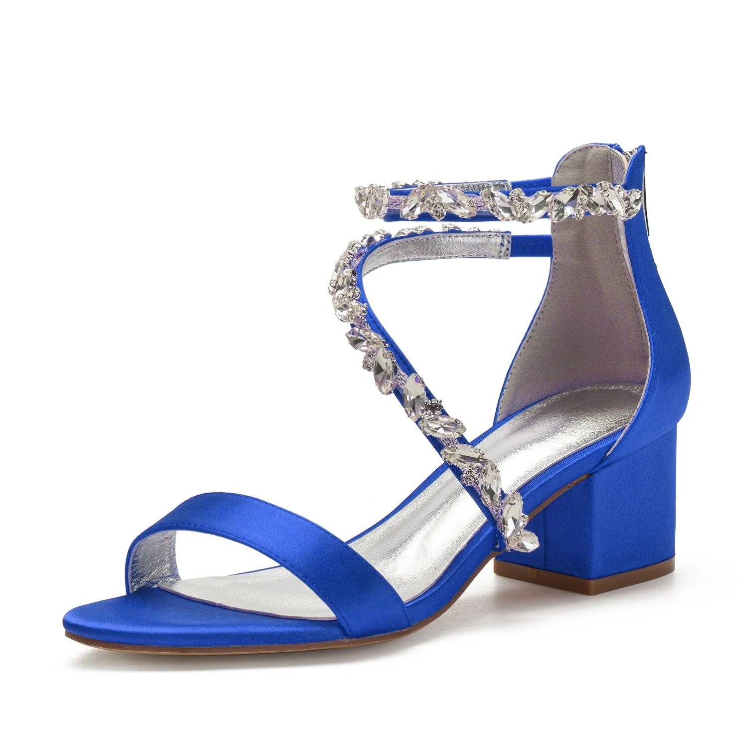 Funki Buys | Shoes | Women's Crystal Satin Low Prom Sandals