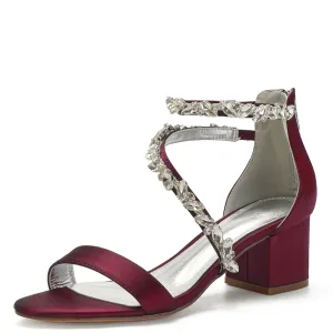 Funki Buys | Shoes | Women's Crystal Satin Low Prom Sandals