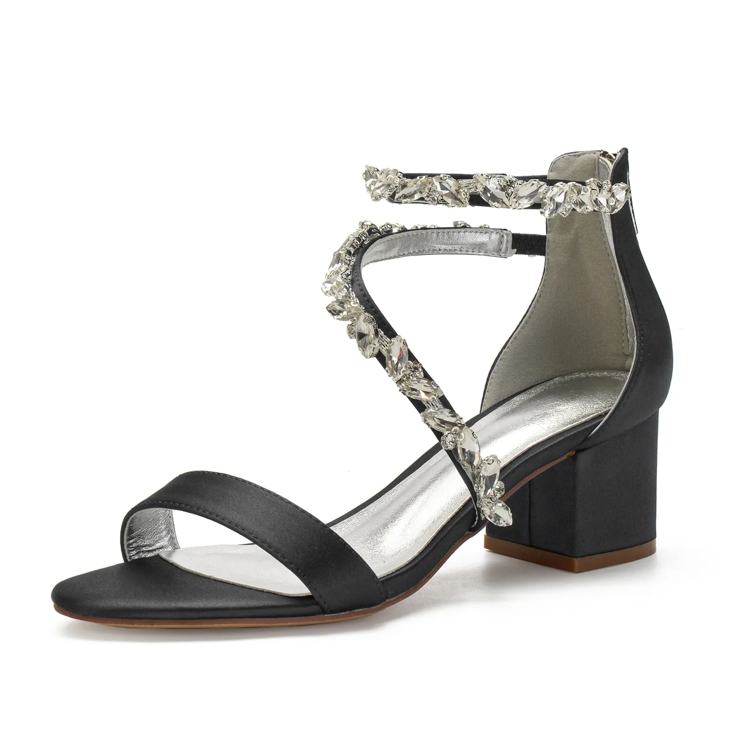 Funki Buys | Shoes | Women's Crystal Satin Low Prom Sandals