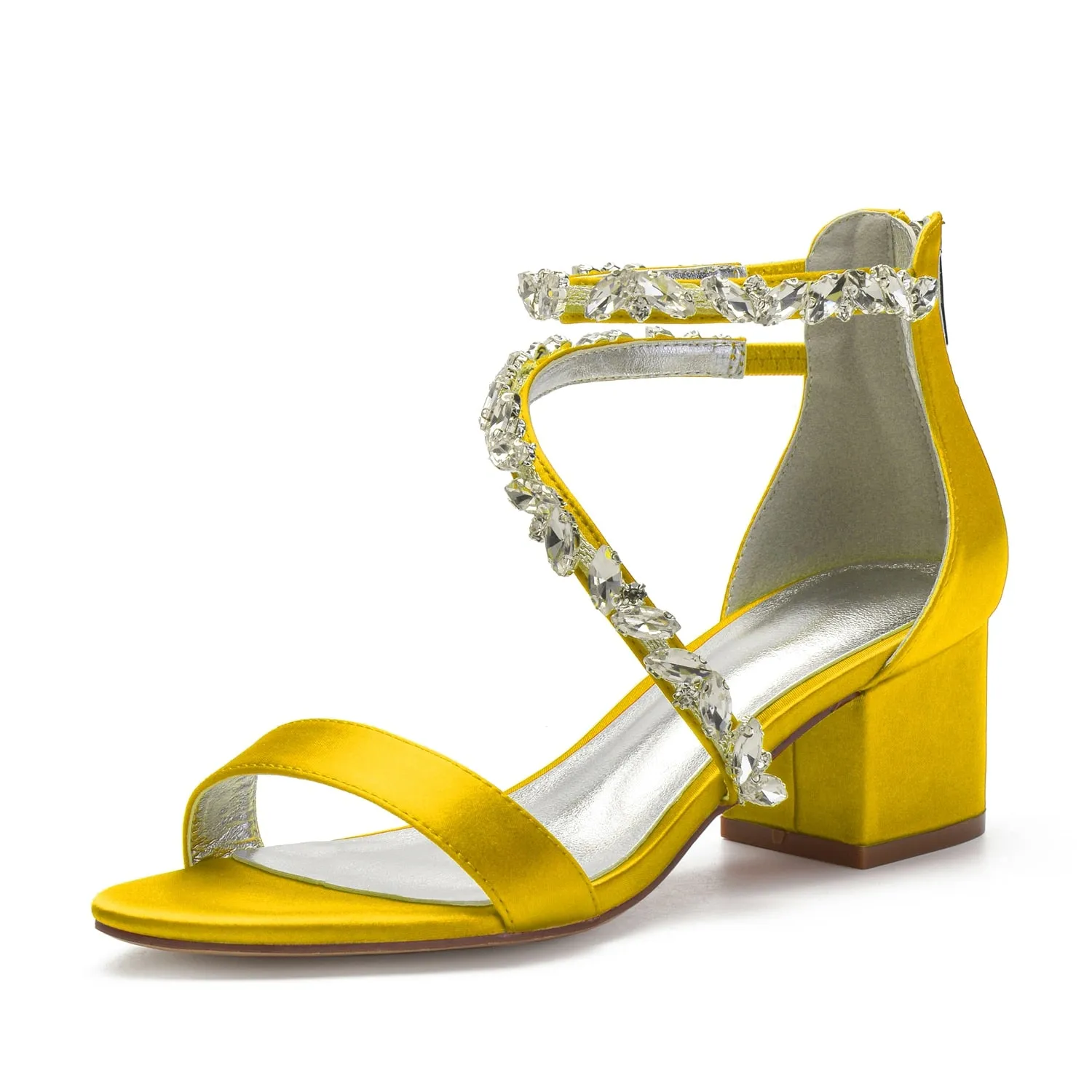 Funki Buys | Shoes | Women's Crystal Satin Low Prom Sandals