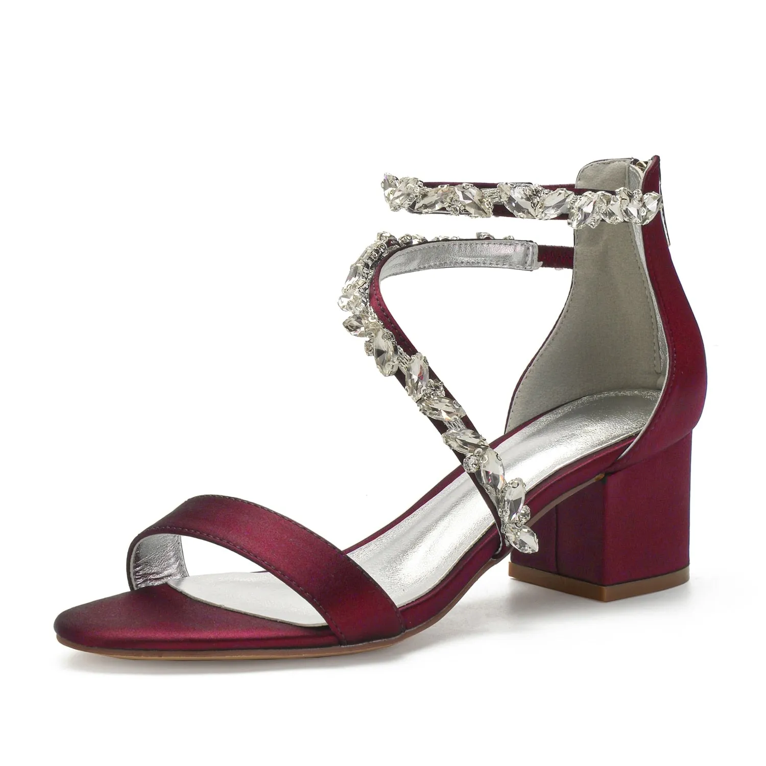Funki Buys | Shoes | Women's Crystal Satin Low Prom Sandals