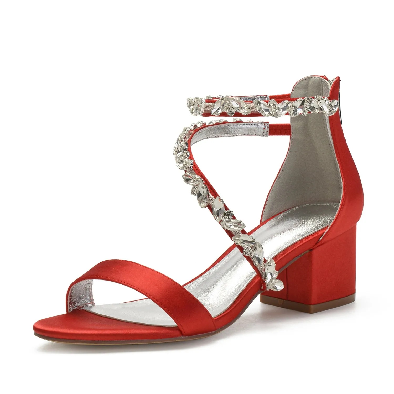 Funki Buys | Shoes | Women's Crystal Satin Low Prom Sandals