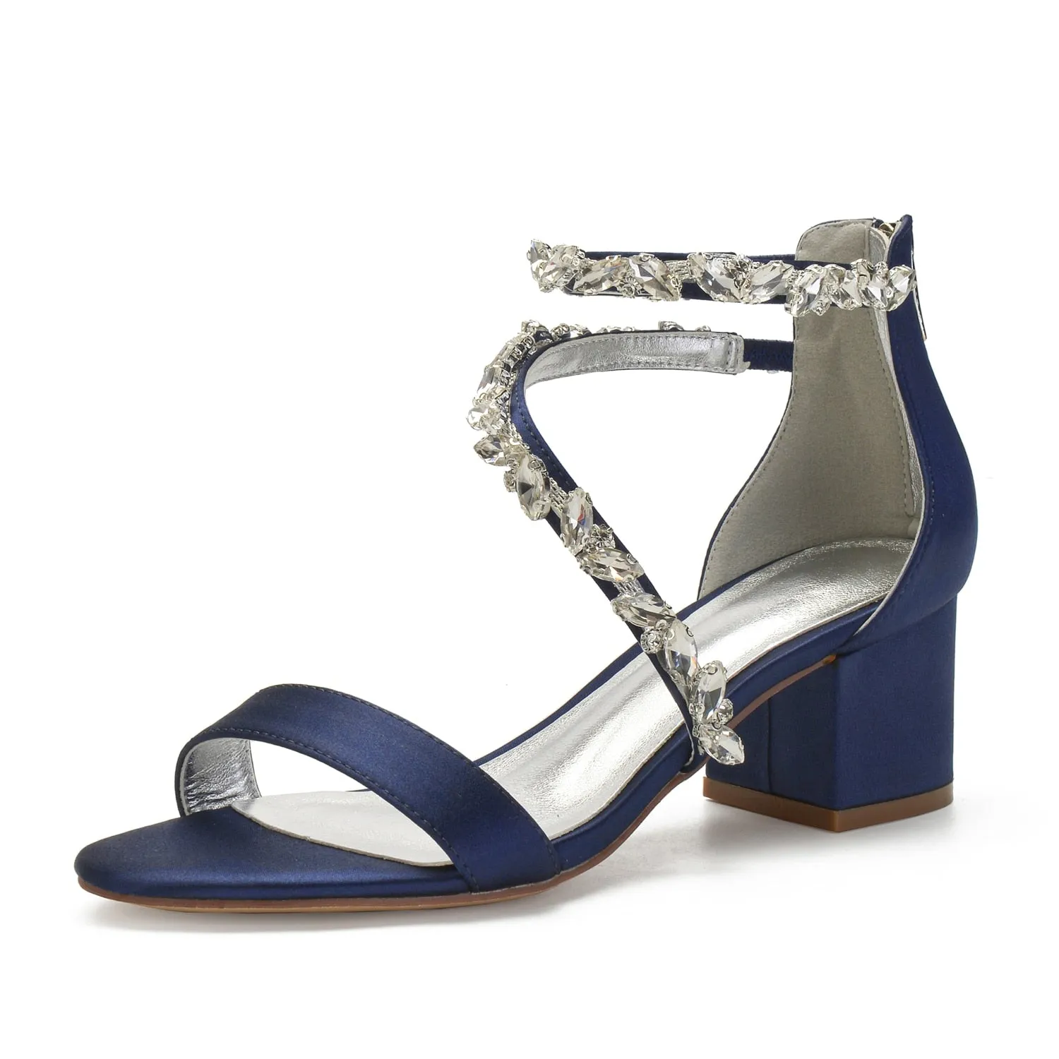 Funki Buys | Shoes | Women's Crystal Satin Low Prom Sandals