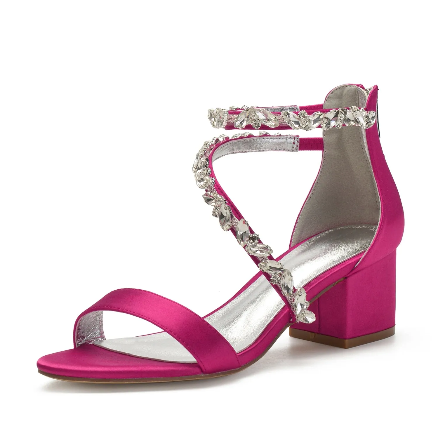 Funki Buys | Shoes | Women's Crystal Satin Low Prom Sandals