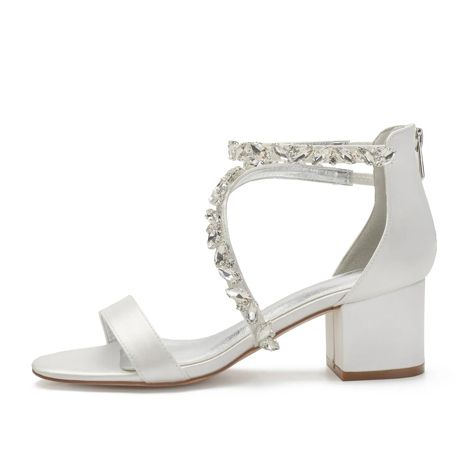 Funki Buys | Shoes | Women's Crystal Satin Low Prom Sandals