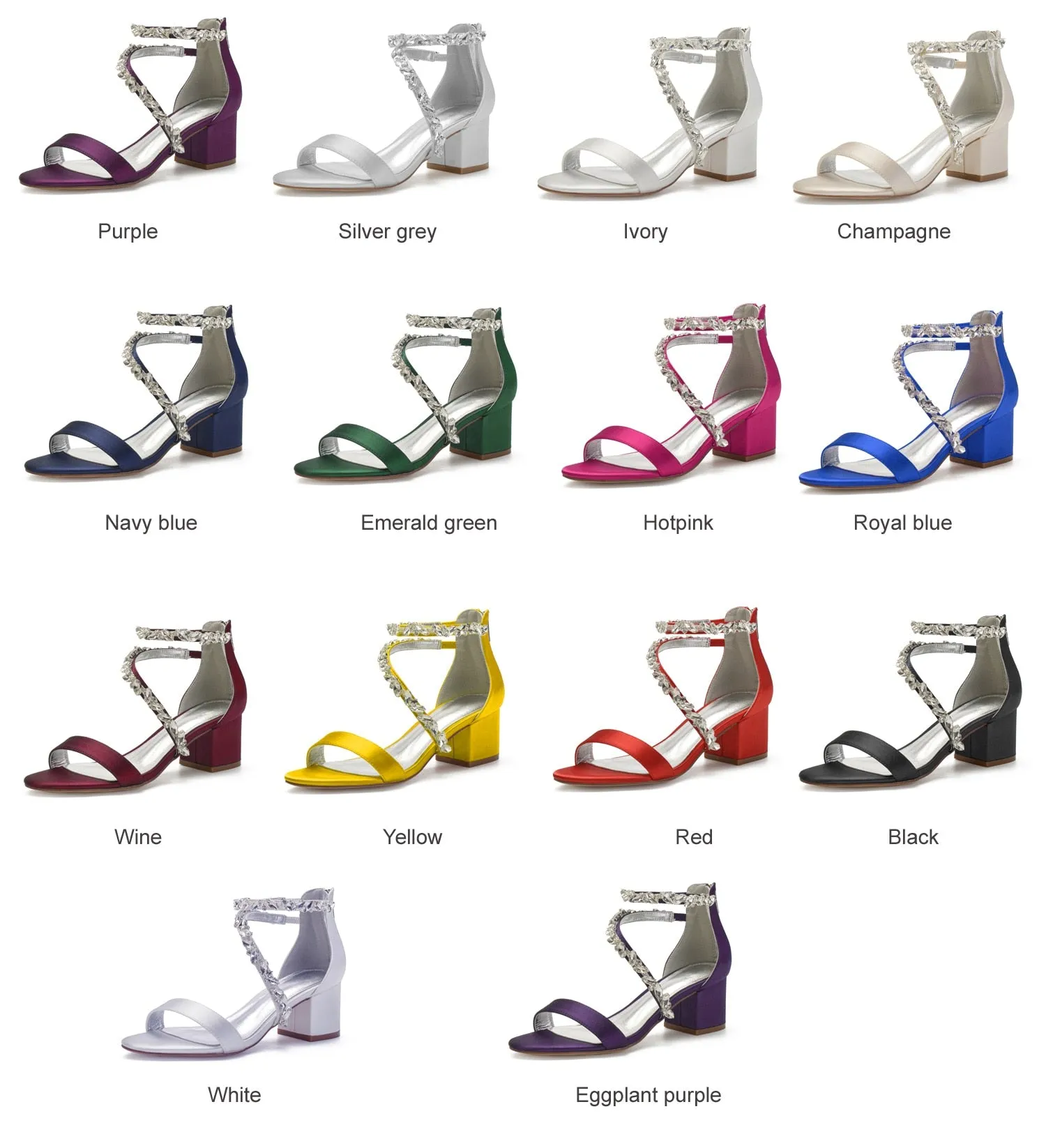 Funki Buys | Shoes | Women's Crystal Satin Low Prom Sandals