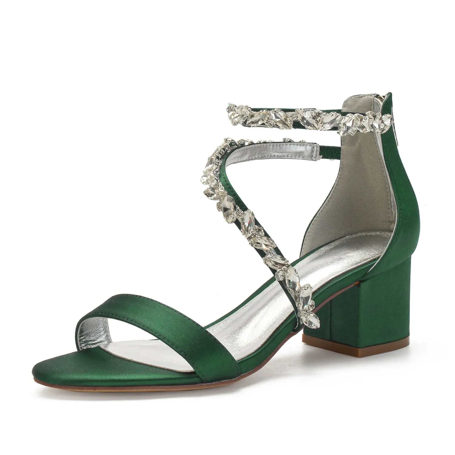 Funki Buys | Shoes | Women's Crystal Satin Low Prom Sandals