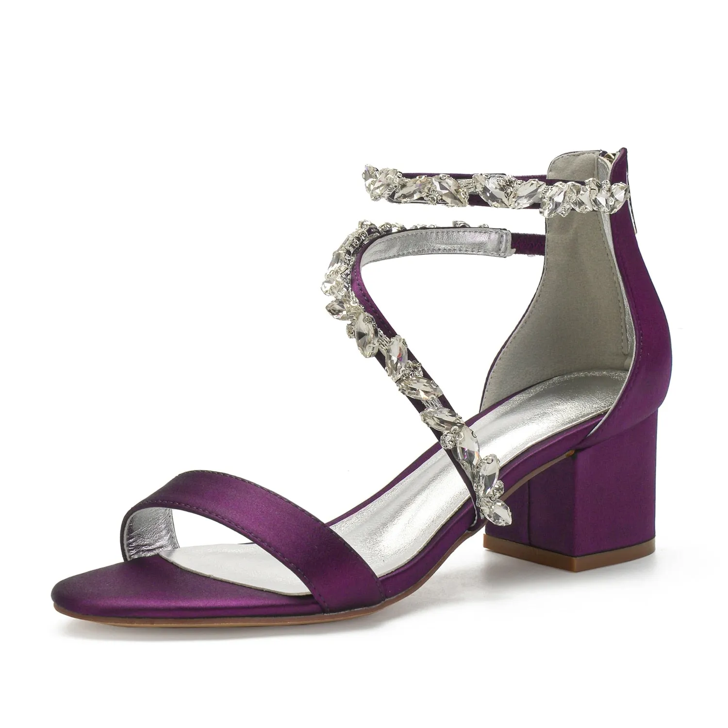 Funki Buys | Shoes | Women's Crystal Satin Low Prom Sandals