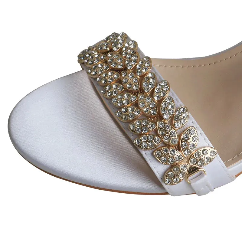 Funki Buys | Shoes | Women's Gold Crystal Trim Bridal Sandals