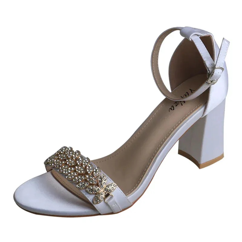 Funki Buys | Shoes | Women's Gold Crystal Trim Bridal Sandals