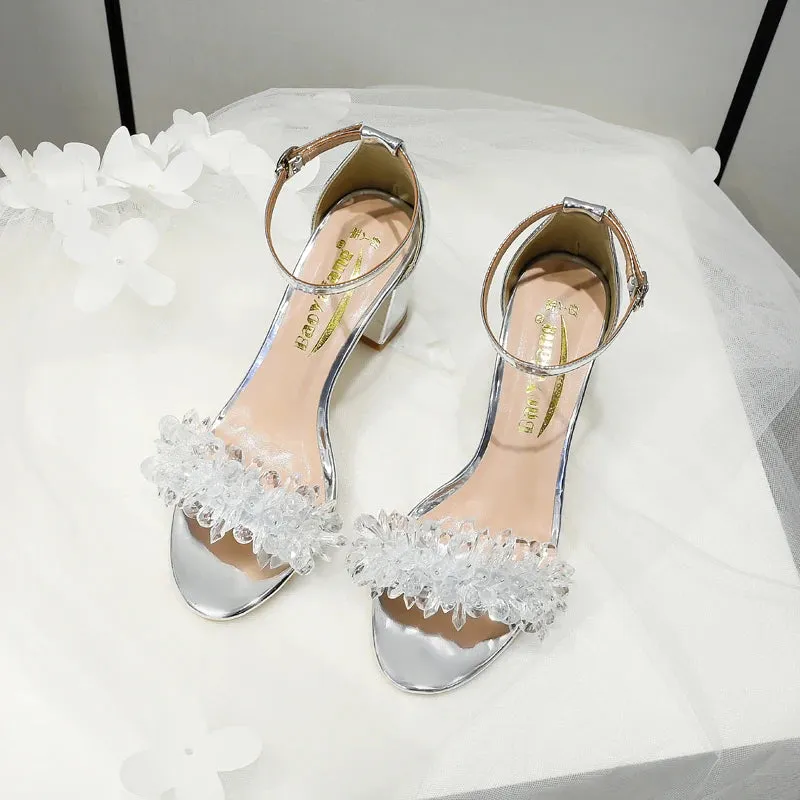 Funki Buys | Shoes | Women's Gold Silver Floral Bridal Sandals