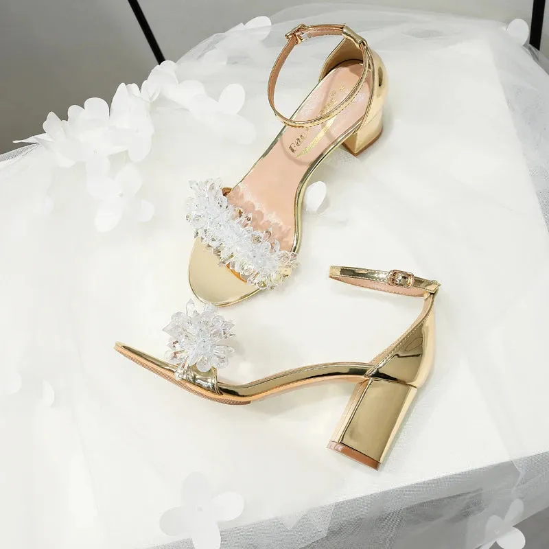 Funki Buys | Shoes | Women's Gold Silver Floral Bridal Sandals