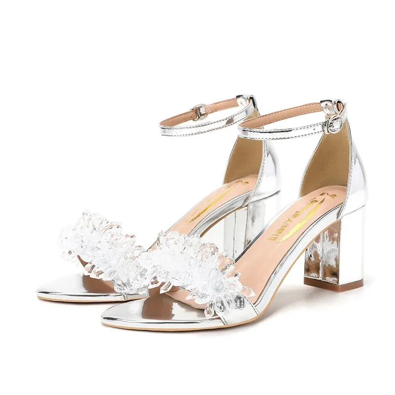 Funki Buys | Shoes | Women's Gold Silver Floral Bridal Sandals
