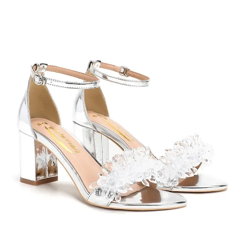 Funki Buys | Shoes | Women's Gold Silver Floral Bridal Sandals
