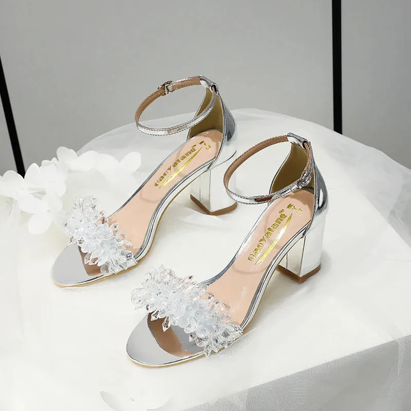 Funki Buys | Shoes | Women's Gold Silver Floral Bridal Sandals