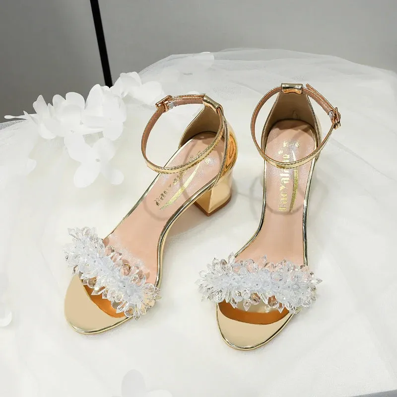 Funki Buys | Shoes | Women's Gold Silver Floral Bridal Sandals