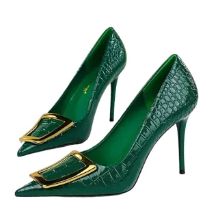 Funki Buys | Shoes | Women's Metal Buckle Pointed Toe Pumps