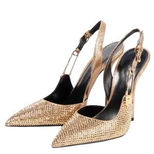 Funki Buys | Shoes | Women's Metallic Beaded High Slingbacks