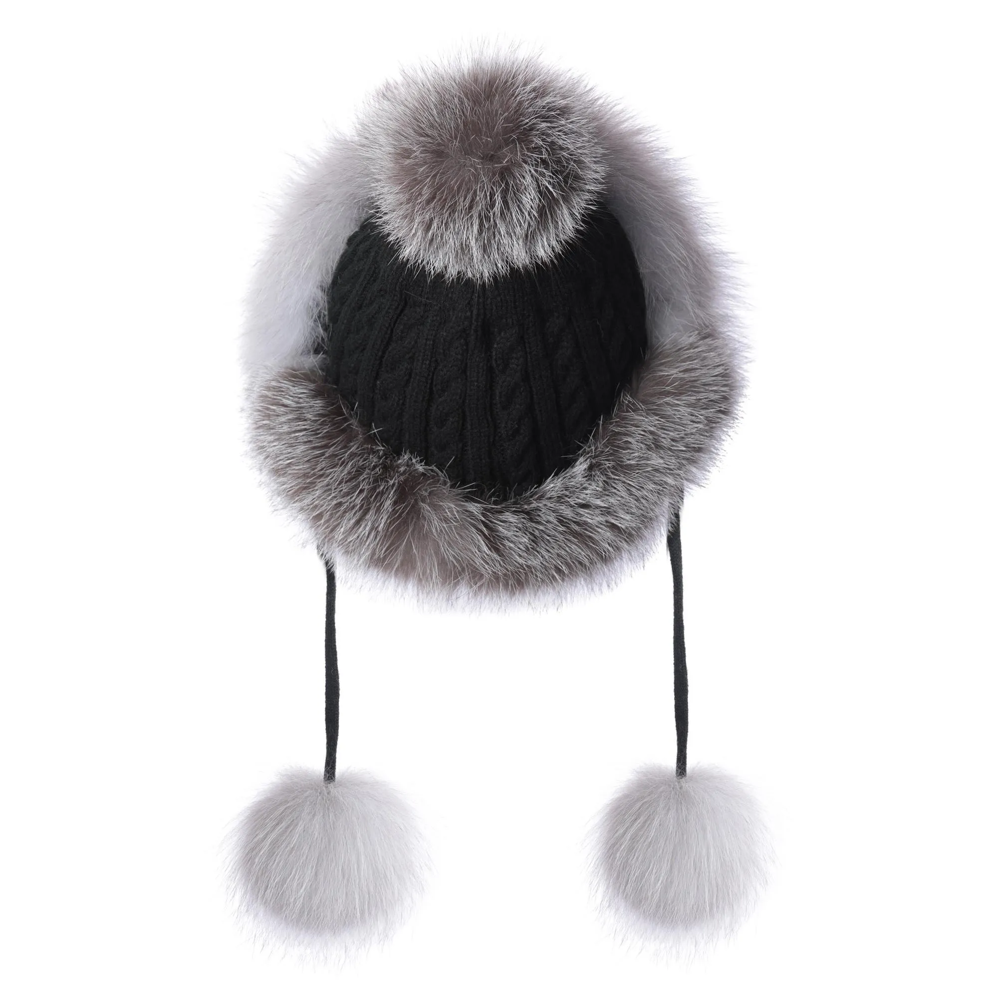 FUR STORY Winter Women's Fur Hat Knitted hat Snow Cap Ear Protector Cap Fur Millinery Warm Hat 21619