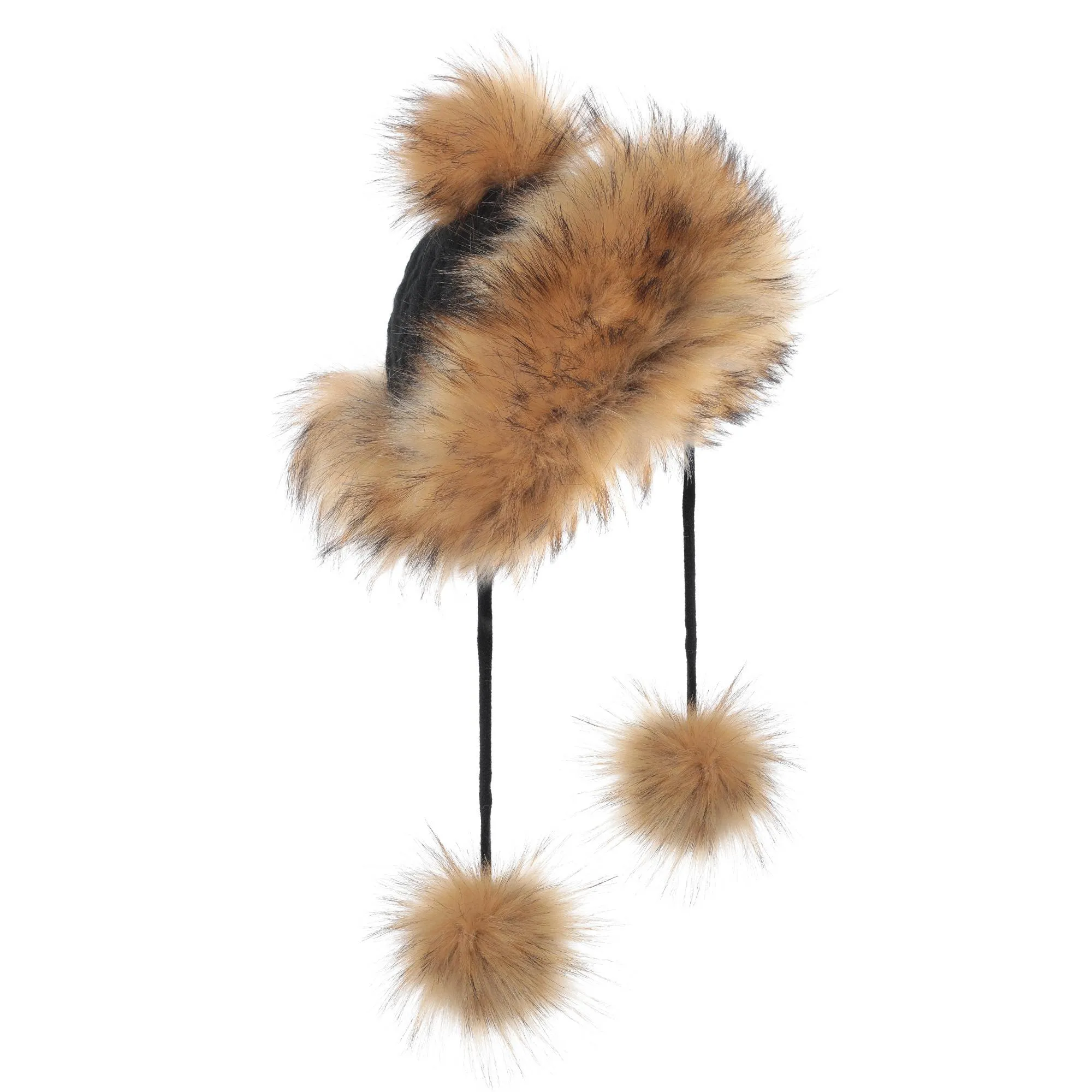 FUR STORY Winter Women's Fur Hat Knitted hat Snow Cap Ear Protector Cap Fur Millinery Warm Hat 21619