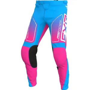 FXR  Youth Clutch MX Pant Durable Flexible Breathable Mesh Lining Cyan E-Pink