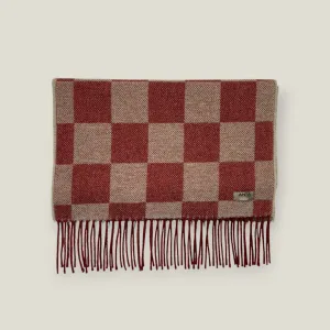 Garnet Merino Check Scarf