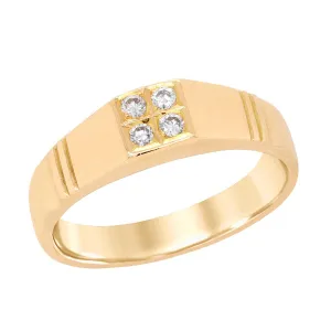GENTS YELLOW GOLD FASHION RING WITH 4 DIAMONDS, 1/7 CT TW