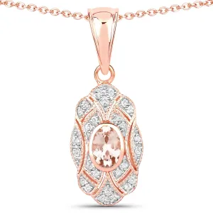 Genuine White Topaz Sterling Silver & Morganite Pendant