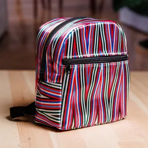 Geometric Ikat Patterned Red Mini Backpack from Uzbekistan - Ikat Adventures | NOVICA