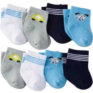 Gerber Newborn Baby Boy Wiggle-Proof Ankle Bootie Socks with Stay-On Technology, 8-Pack