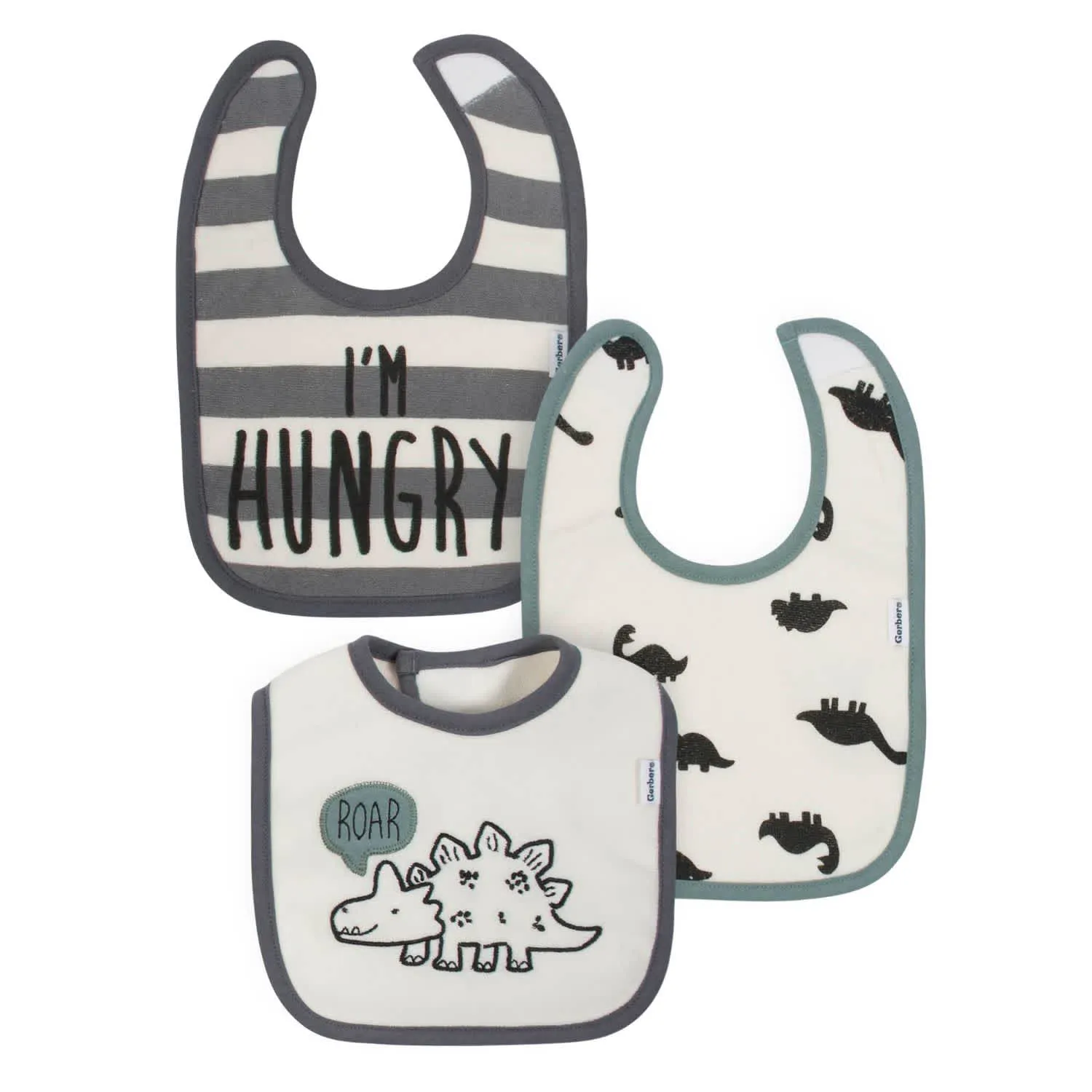 Gerber® Organic 3-Pack Baby Boys Dino Dribbler Bibs