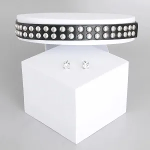 Get Edgy: Black Faux Leather Choker Necklace with Rhodium Studs