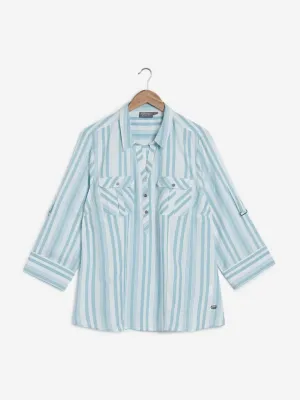 Gia Curves White Stripe Patterned Shirt