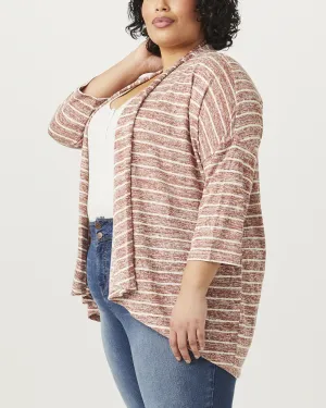 Gina Open Cardigan | Orange / White