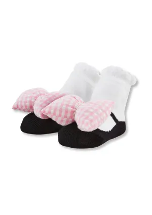 Gingham Bow Rattle Toe Baby Socks