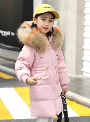 Girl's Ccotton-Padded Foreign-Style Down Jacket Hat