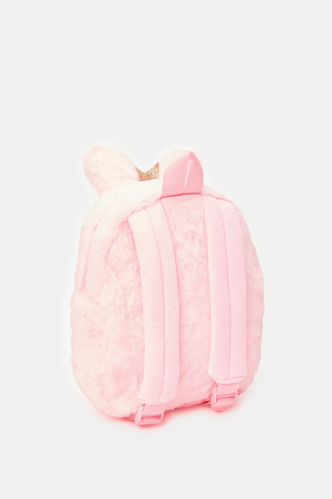 Girls Pink Rabbit Faux Fur Backpack