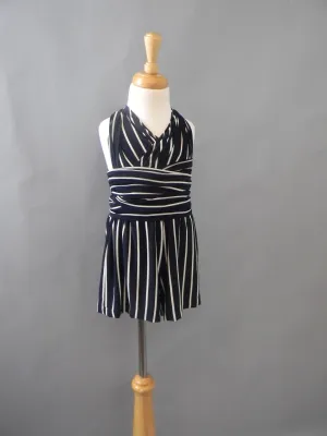 Girl's Romper in Navy Stripes