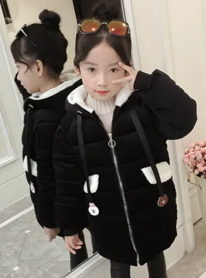 Girls' Velvet Fleece Cotton Clothes in Winter