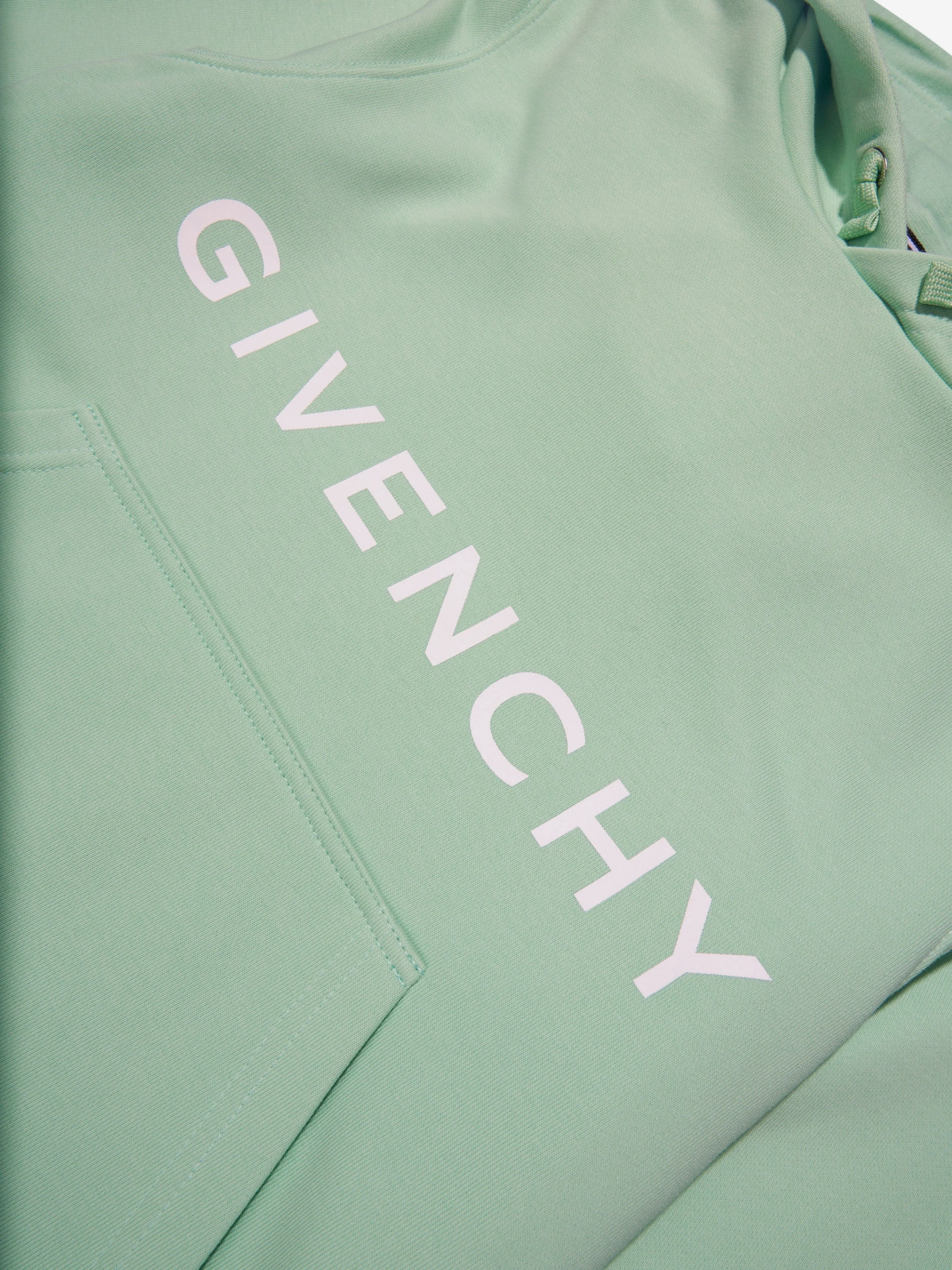 Givenchy Boys Logo Print Hoodie in Green